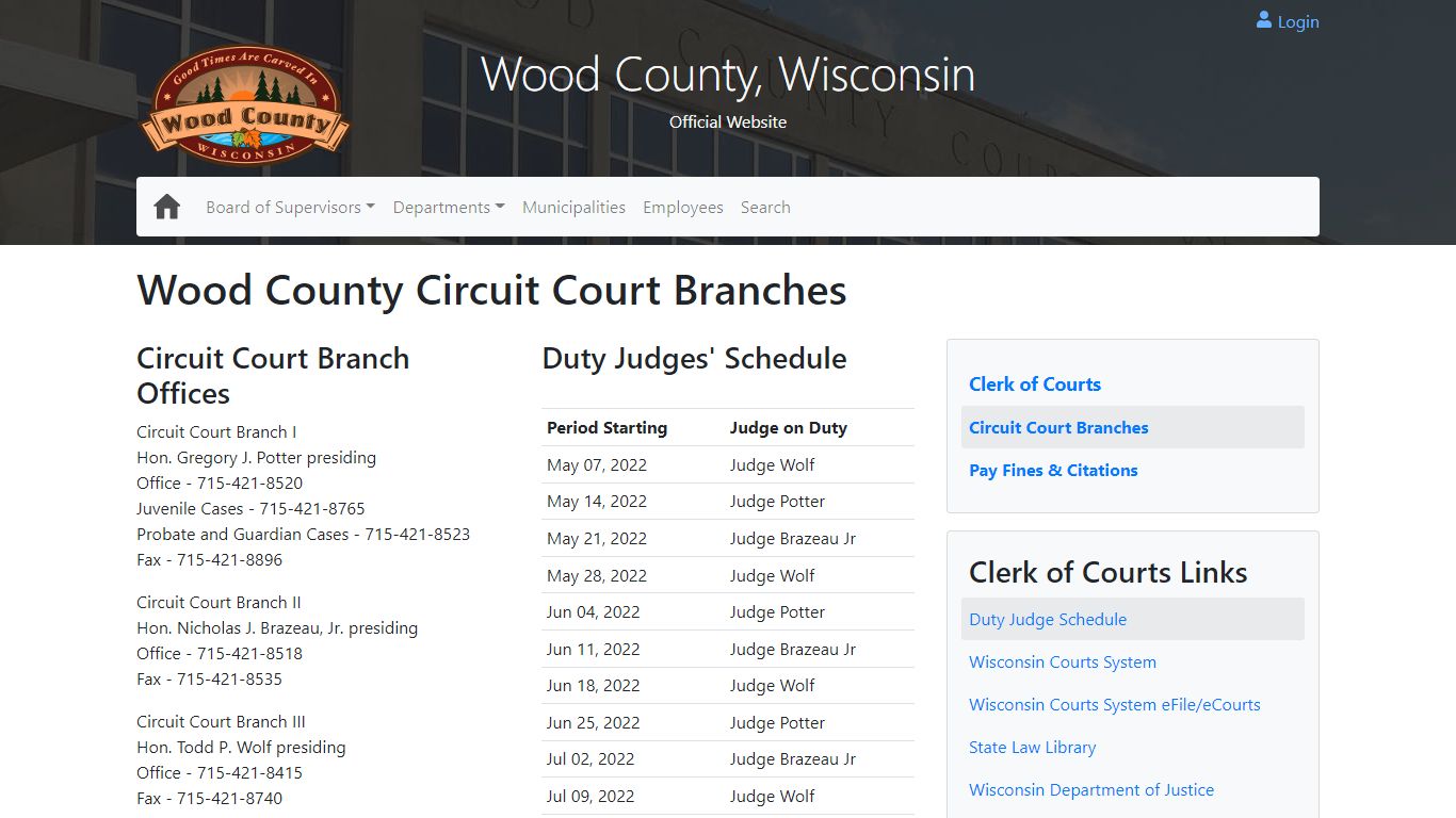 Wood County Circuit Court Branches - Wood County Wisconsin