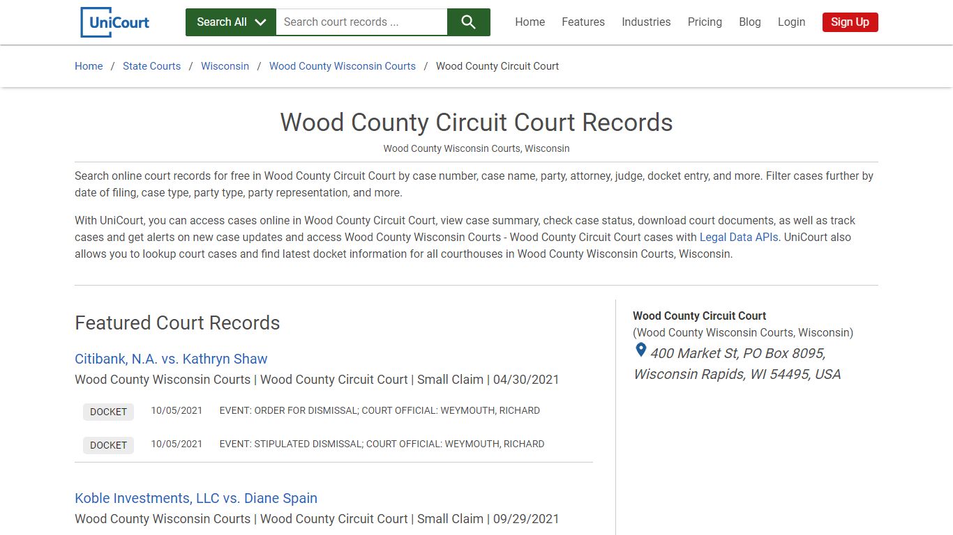 Wood County Circuit Court Records | Wood | UniCourt